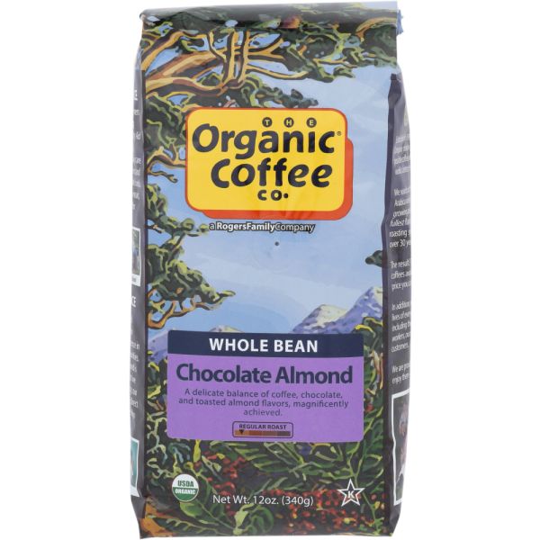 ORGANIC COFFEE CO: Coffee Bean Chocolate Almond Organic, 12 oz