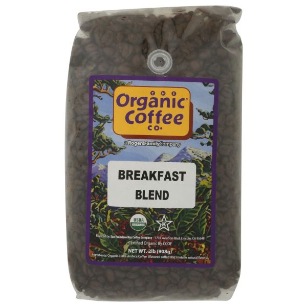 ORGANIC COFFEE CO: Organic Breakfast Blend Whole Bean Coffee, 2 lb
