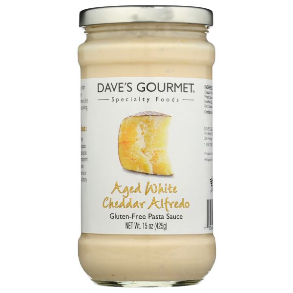 DAVES GOURMET: Aged White Cheddar Alfredo Pasta Sauce, 15 oz