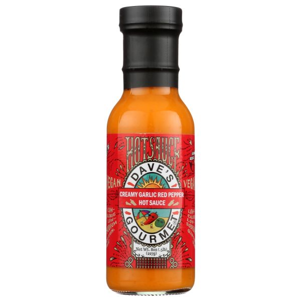 DAVES GOURMET: Creamy Garlic Red Pepper Hot Sauce, 8 oz