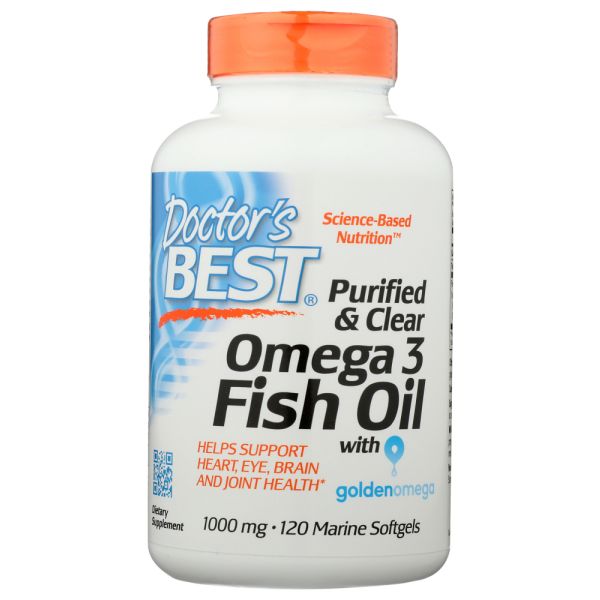 DOCTORS BEST: Purified Clear Omega3 Fish Oil 1000mg, 120 sg