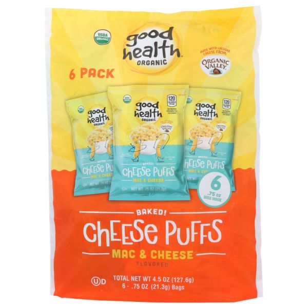GOOD HEALTH: Baked Cheese Puffs Mac & Cheese 6 Count, 4.5 oz