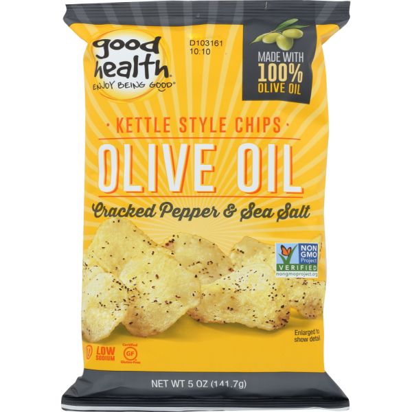 GOOD HEALTH: Kettle Chips Olive Oil Cracked Pepper and Sea Salt, 5 oz