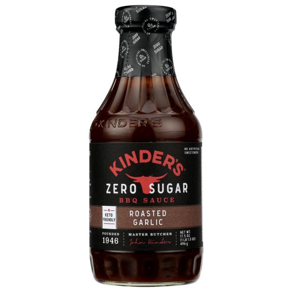 KINDERS: Zero Sugar Roasted Garlic Bbq Sauce, 17.5 oz