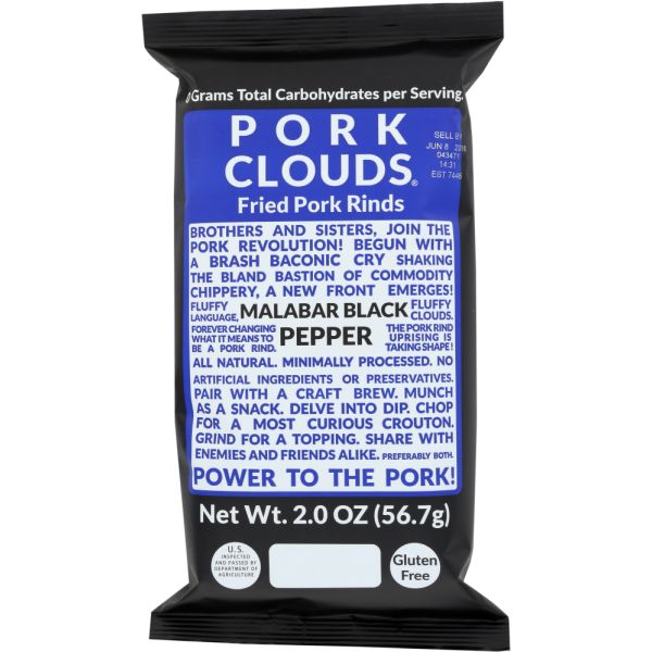 PORK CLOUDS: Pork Skins Black Pepper, 2 oz