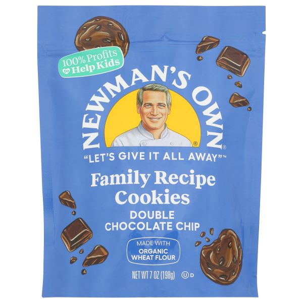 NEWMANS OWN ORGANIC: Double Chocolate Chip Family Recipe Cookies, 7 oz