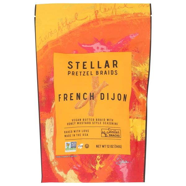STELLAR SNACKS: French Dijon Pretzel Braids,  12 oz