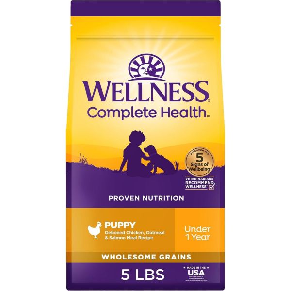 WELLNESS: Chicken Salmon and Oatmeal Natural Dry Puppy Food, 5 lb