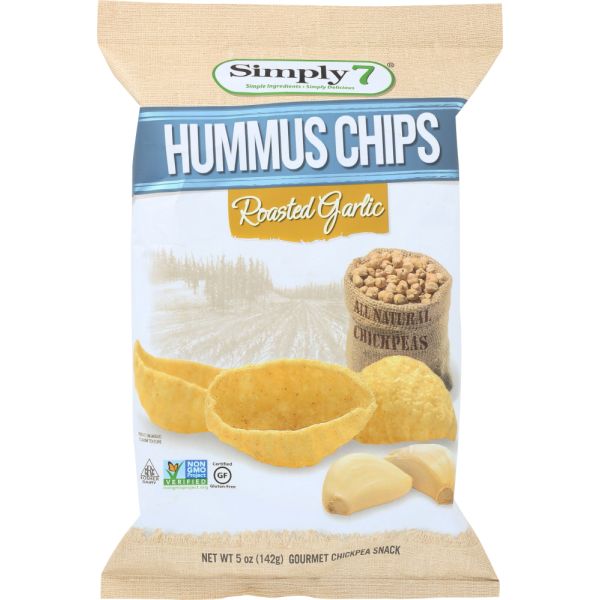 SIMPLY 7: Roasted Garlic Hummus Chips, 5 oz