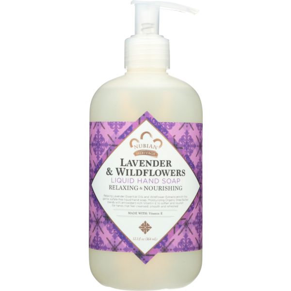NUBIAN HERITAGE: Lavender & Wildflower Liquid Hand Soap, 12.3 fl oz