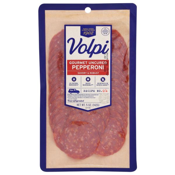 VOLPI: Gourmet Uncured Sliced Pepperoni, 5 oz