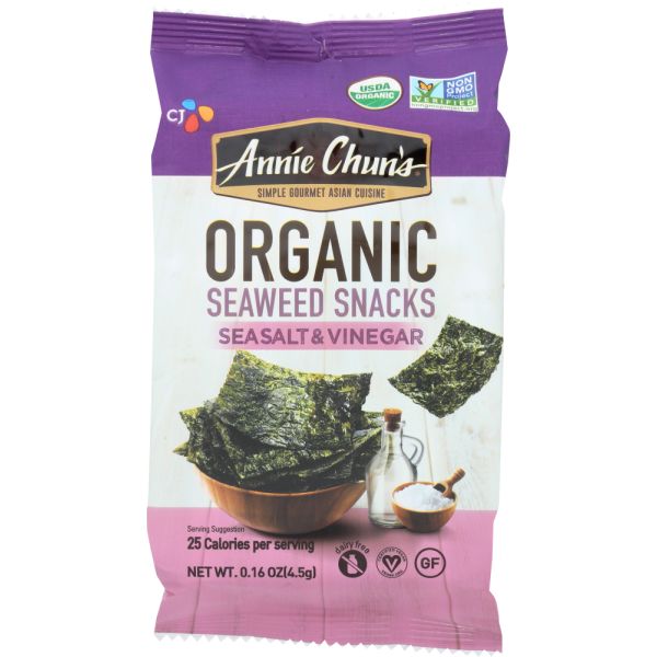 ANNIE CHUNS: Seaweed Snack Sea Salt & Vinegar Mini, 0.16 oz