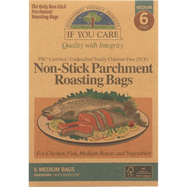 IF YOU CARE: Non-Stick Parchment Roasting Bags Medium, 6 bg