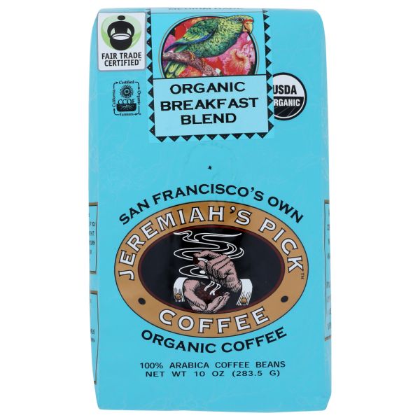 JEREMIAHS PICK COFFEE: Coffee Whole Bean Breakfast Organic, 10 oz