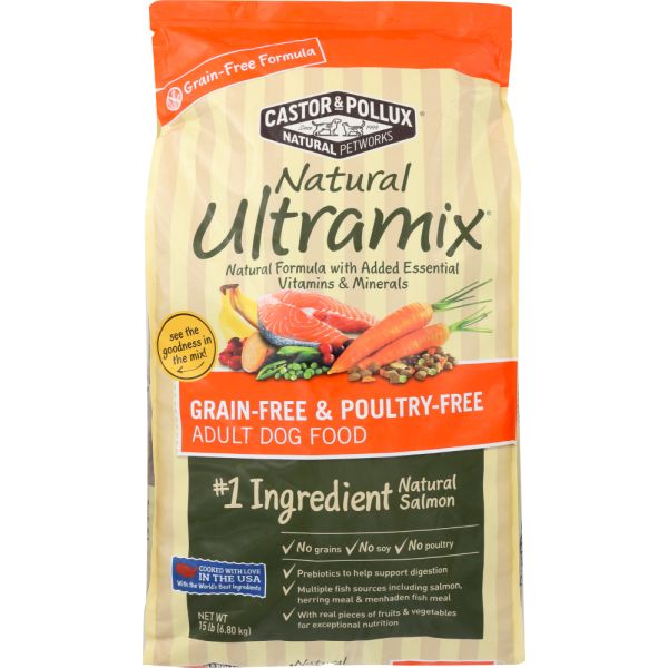 CASTOR & POLLUX: Dog Food Dry Ultra Mix Grain Free Salmon, 15 lb