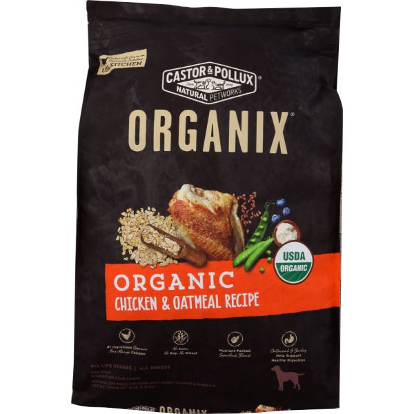 CASTOR & POLLUX: Dog Food Dry Organic Chicken Oatmeal, 18 lb