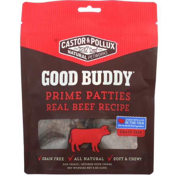 CASTOR & POLLUX: Dog Treat Good Buddy Patties Beef, 4 oz