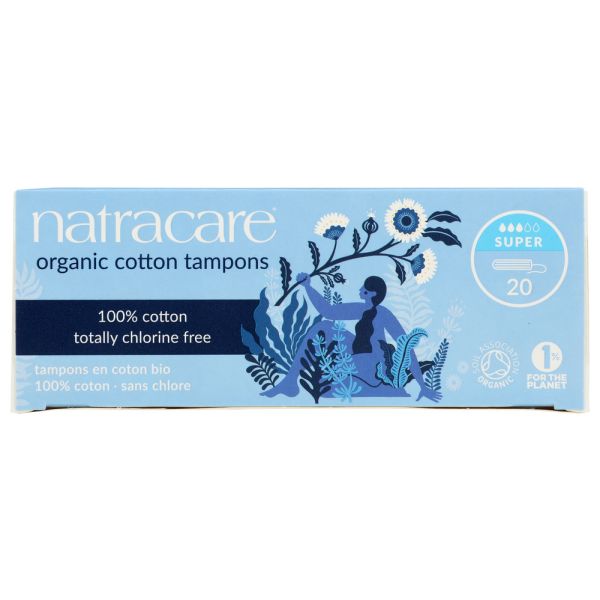 NATRACARE: Organic Cotton Tampons Super without Applicator, 20 Tampons