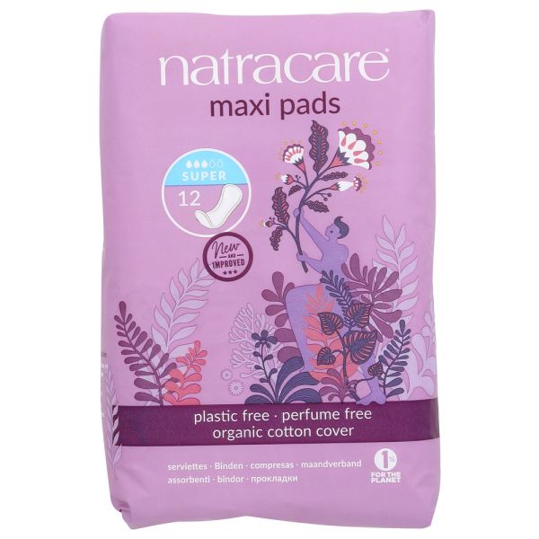 NATRACARE: Super Natural Maxi Pads, 12 pc