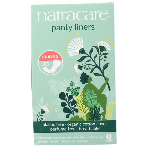 NATRACARE: Organic and Natural Panty Liners Cotton Cover Curved, 30 Liners