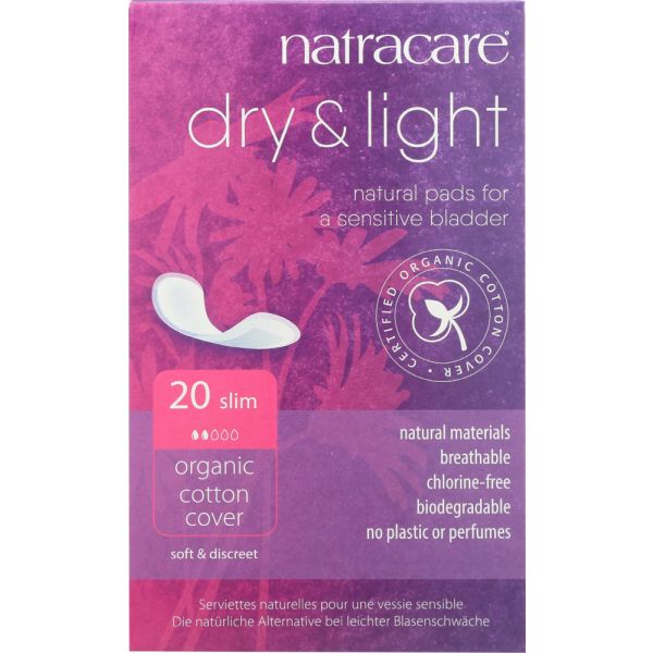 NATRACARE: Pads Incontinence Dry & Light, 20 pc