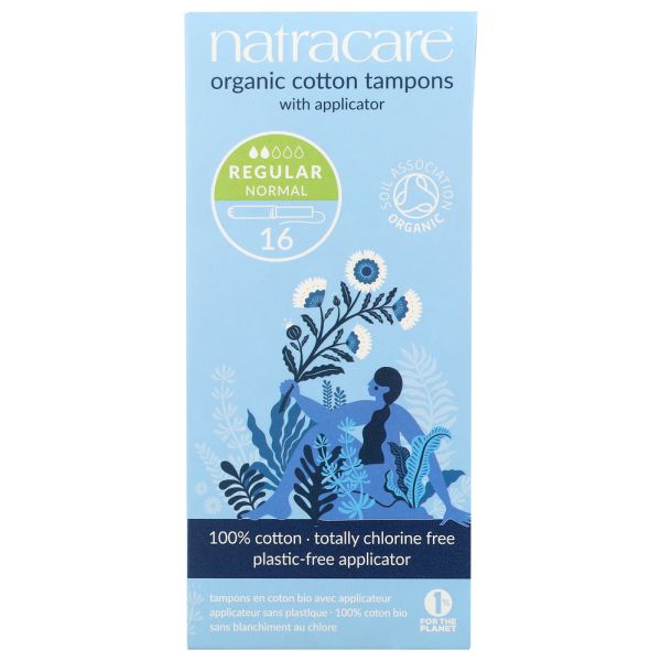 NATRACARE: Regular Organic Cotton Tampons With Applicator, 16 pc