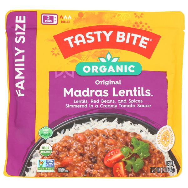 TASTY BITE: Lentils Madras Family Size, 17.7 oz