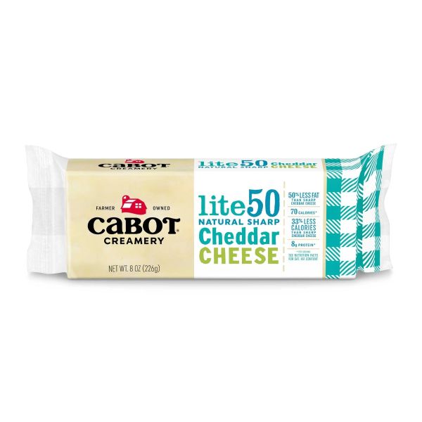 CABOT: Lite50 Natural Sharp Cheddar Cheese, 8 oz