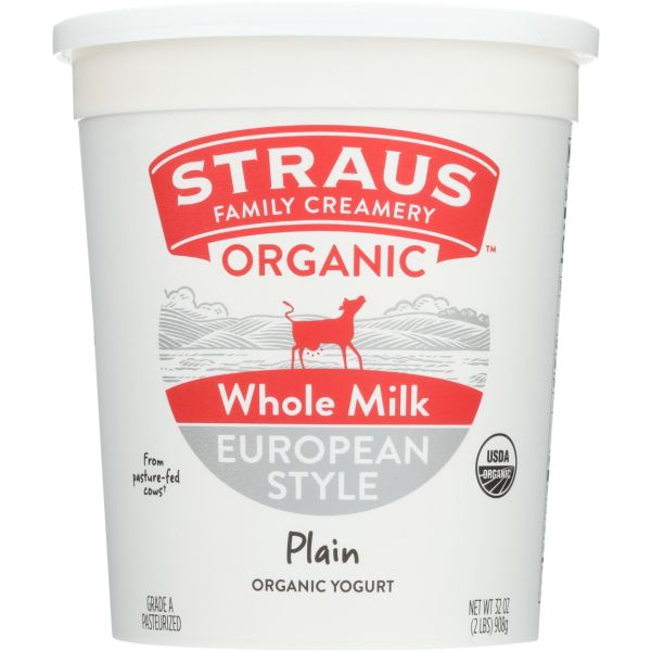 STRAUS: Organic Whole Plain European Style Yogurt, 32 oz