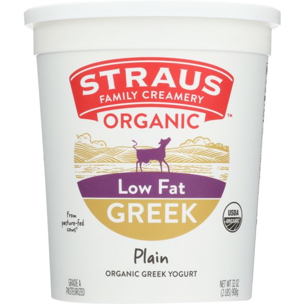 STRAUS: Yogurt Grk Low Fat Plain, 32 oz