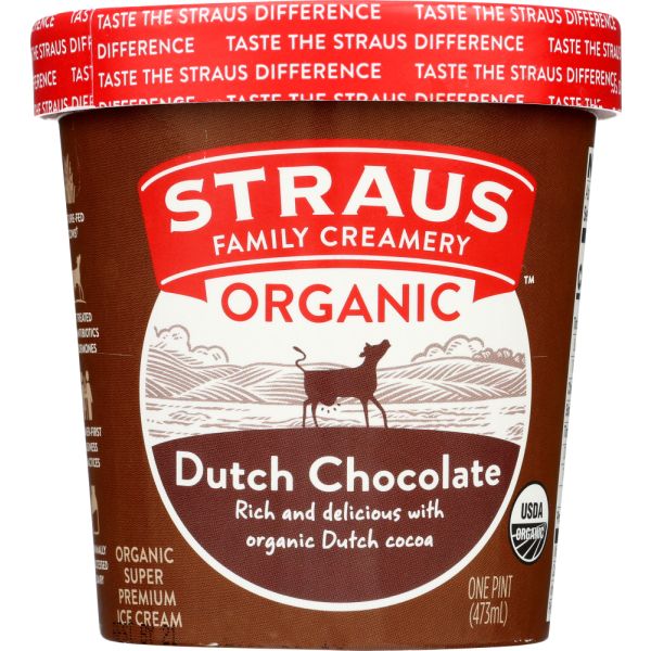 STRAUS: Ice Cream Chocolate Org, 1 pt