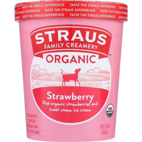 STRAUS: Strawberry Ice Cream , 1 quart