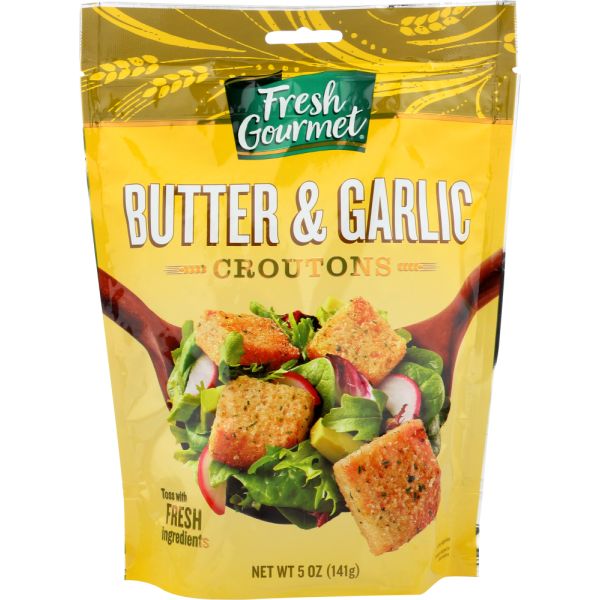 FRESH GOURMET: Butter and Garlic Croutons (1 pack), 5 oz