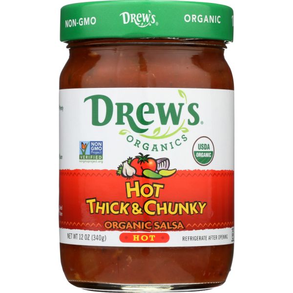 DREWS: Hot Thick & Chunky Medium Salsa Organic, 12 oz
