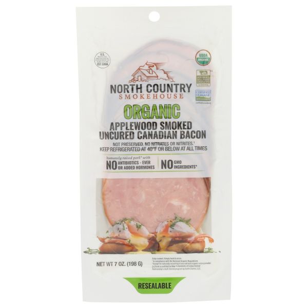 NORTH COUNTRY SMOKEHOUSE: Organic Applewood Smoked Uncured Canadian Bacon, 7 oz