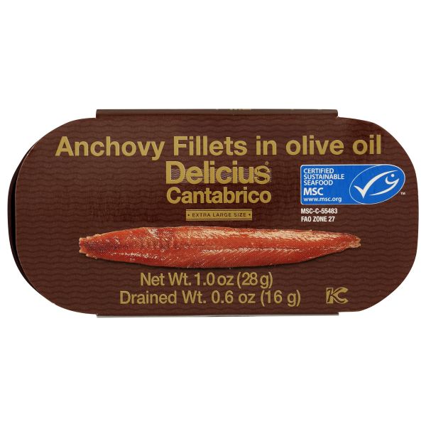 DELICIUS: Cantabrian Anchovy Fillets In Olive OIl, 1 oz