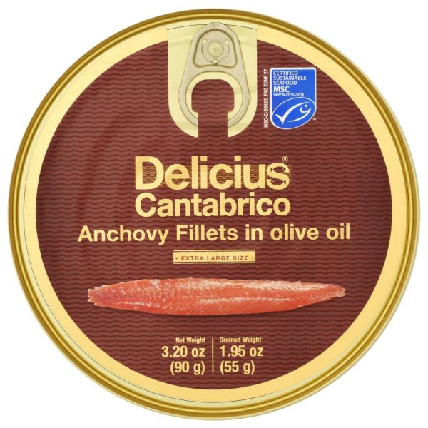 DELICIUS: Cantabrian Anchovy Fillets In Olive Oil, 3.2 oz