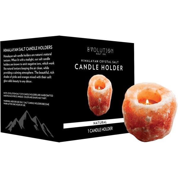 EVOLUTION SALT: Tealight Candle Holder Himalayan Crystal Salt, 1 ea