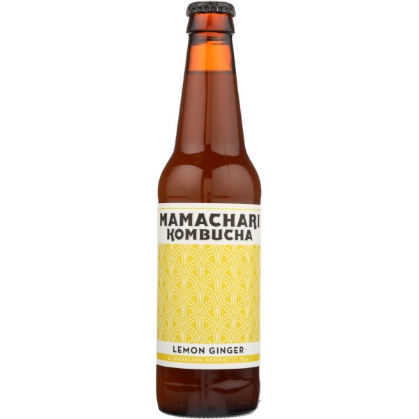 MAMACHARI KOMBUCHA: Lemon Ginger Kombucha, 12 fl oz