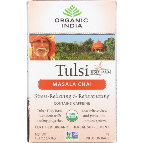 ORGANIC INDIA: Tulsi Masala Chai Tea, 18 Tea Bags, 1.33 oz