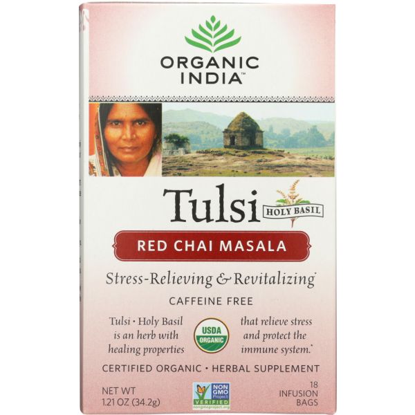 ORGANIC INDIA: Tulsi Red Chai Masala Tea, 18 bg
