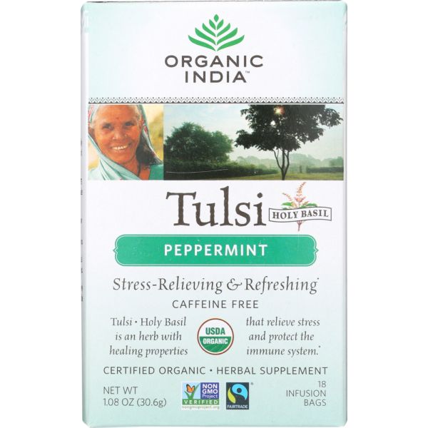 ORGANIC INDIA: Tea Tulsi Peppermint, 18 bg
