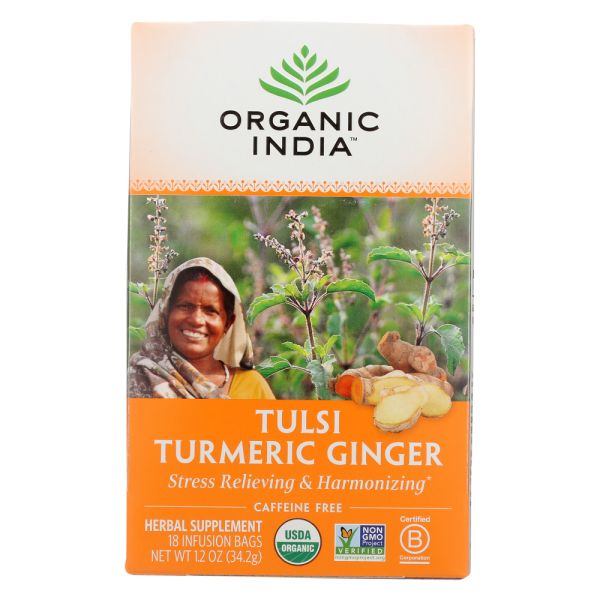 ORGANIC INDIA: Turmeric Ginger Tea, 18 pcs