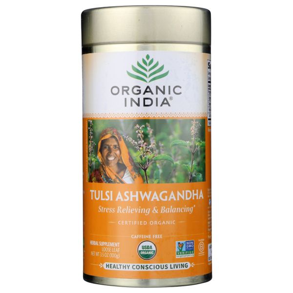 ORGANIC INDIA: Tulsi Ashwagandha Tea, 3.5 oz