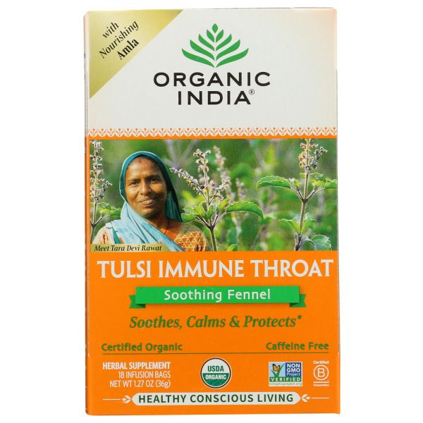 ORGANIC INDIA: Tulsi Immune Throat Tea, 18 bg