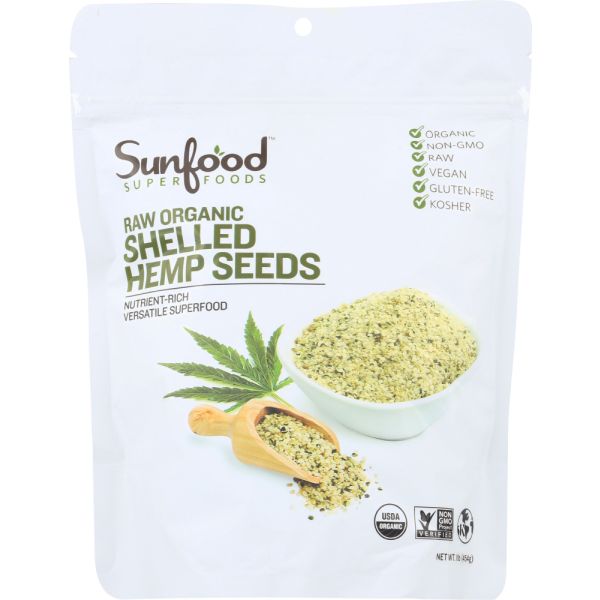 SUNFOOD SUPERFOODS: Organic Shelled Hemp Seeds, 1 lb