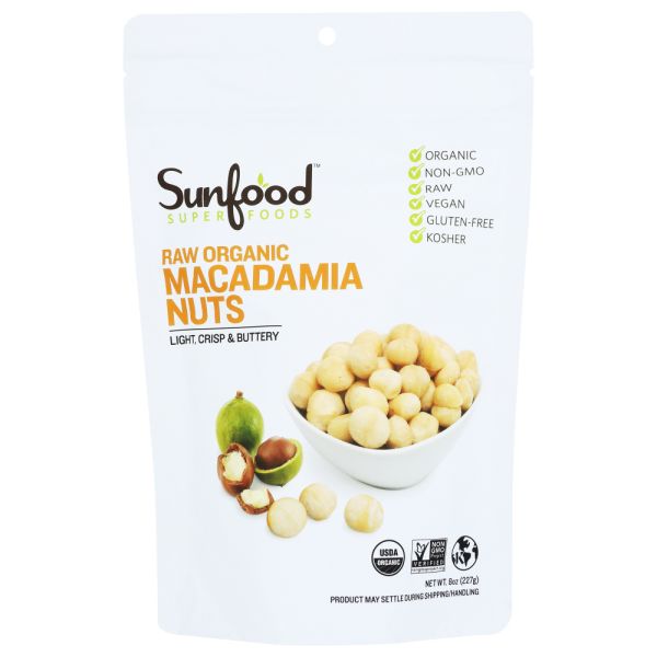 SUNFOOD SUPERFOODS: Organic Macadamia Nuts, 8 oz