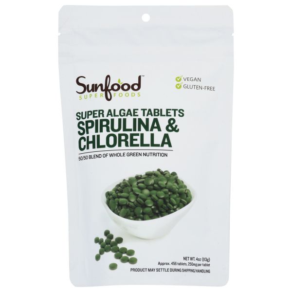 SUNFOOD SUPERFOODS: Spirulina Chlorella Tb, 4 oz