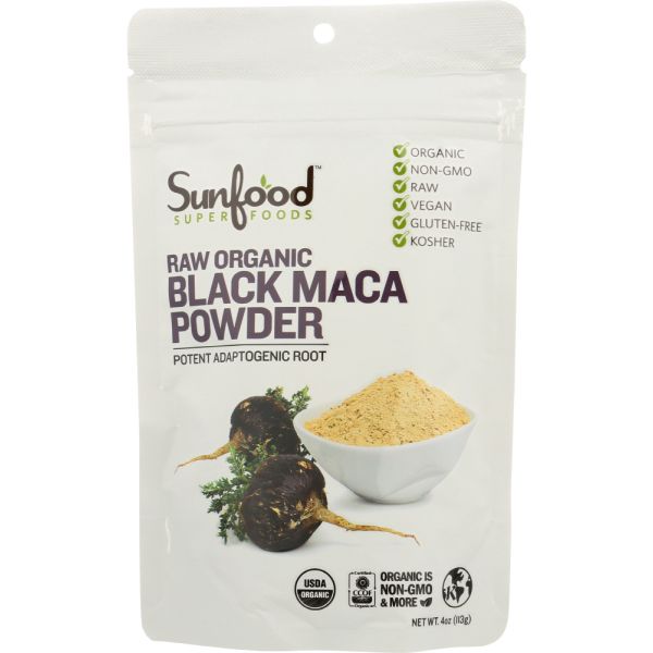 SUNFOOD SUPERFOODS: Maca Black Pwdr Org, 4 oz