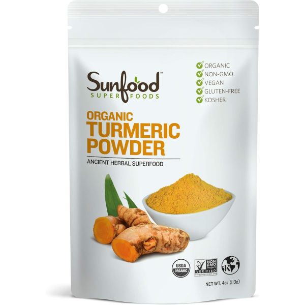 SUNFOOD SUPERFOODS: Organic Turmeric Powder, 4oz
